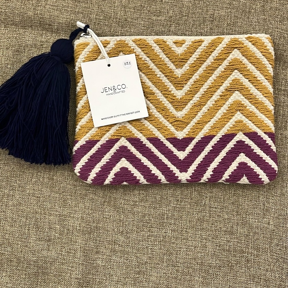 Gold and Purple Cosmetic Bags with Chevron Design